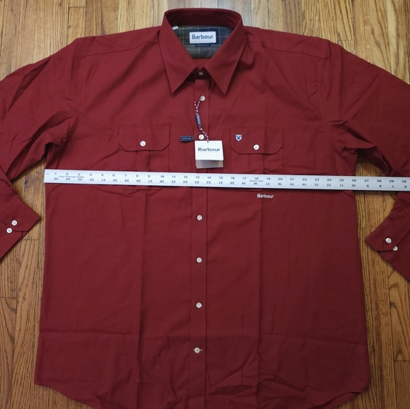 Barbour Mens Regular Fit Button Down Shirt Size XL NEW Stonebridge Rich Red - Picture 7 of 9